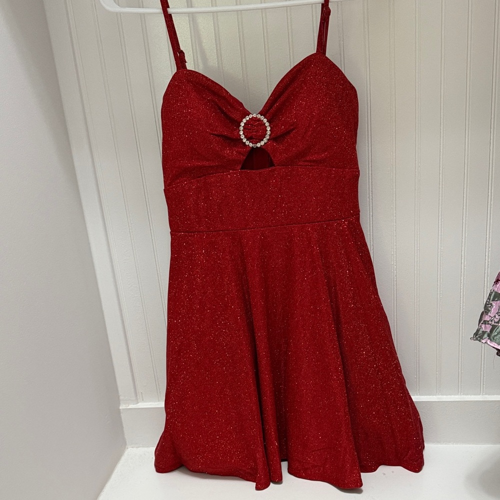 City Studio Red Glitter Formal Dress